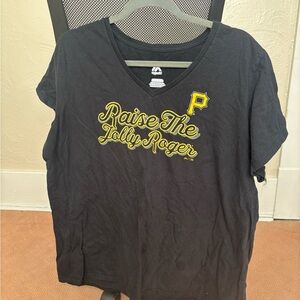 Pittsburgh Pirates Baseball Women's Black T-Shirt with Yellow Graphic